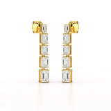 4.09 CT Emerald Cut Lab Diamond Dangle Earrings