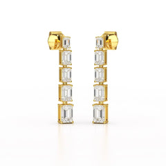 4.09 CT Emerald Cut Lab Diamond Dangle Earrings