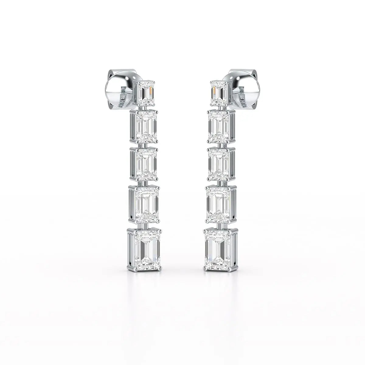 4.09 CT Emerald Cut Lab Diamond Dangle Earrings