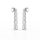 4.09 CT Emerald Cut Lab Diamond Dangle Earrings