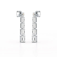 4.09 CT Emerald Cut Lab Diamond Dangle Earrings