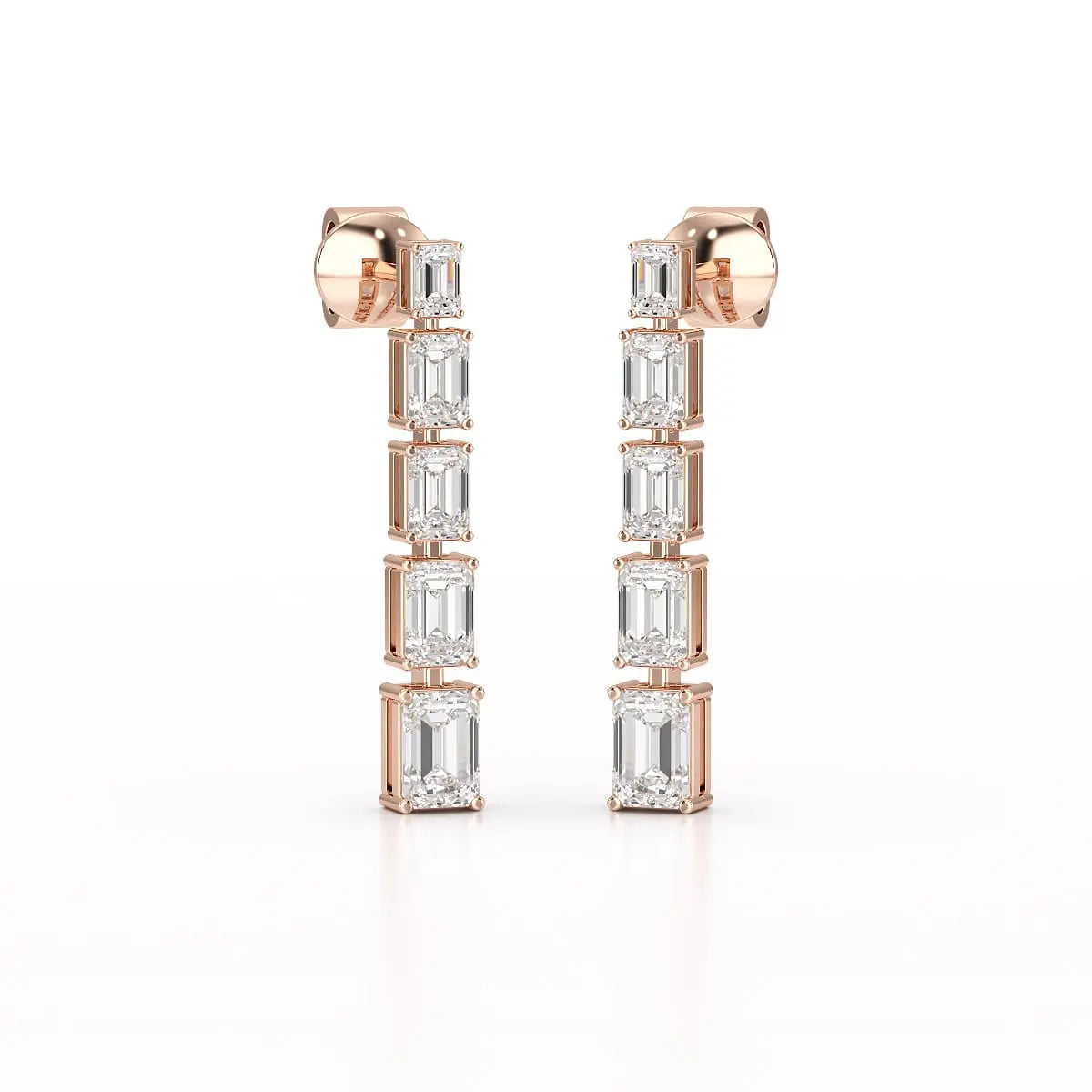 4.09 CT Emerald Cut Lab Diamond Dangle Earrings