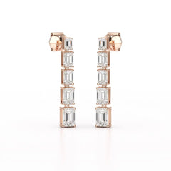 4.09 CT Emerald Cut Lab Diamond Dangle Earrings
