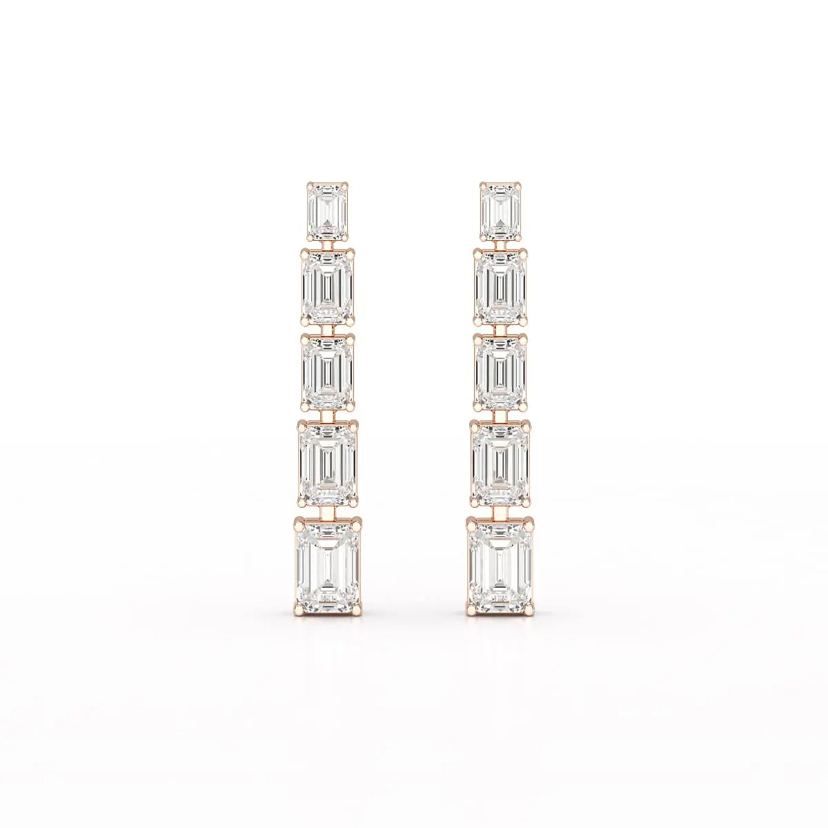 4.09 CT Emerald Cut Lab Diamond Dangle Earrings