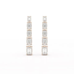 4.09 CT Emerald Cut Lab Diamond Dangle Earrings