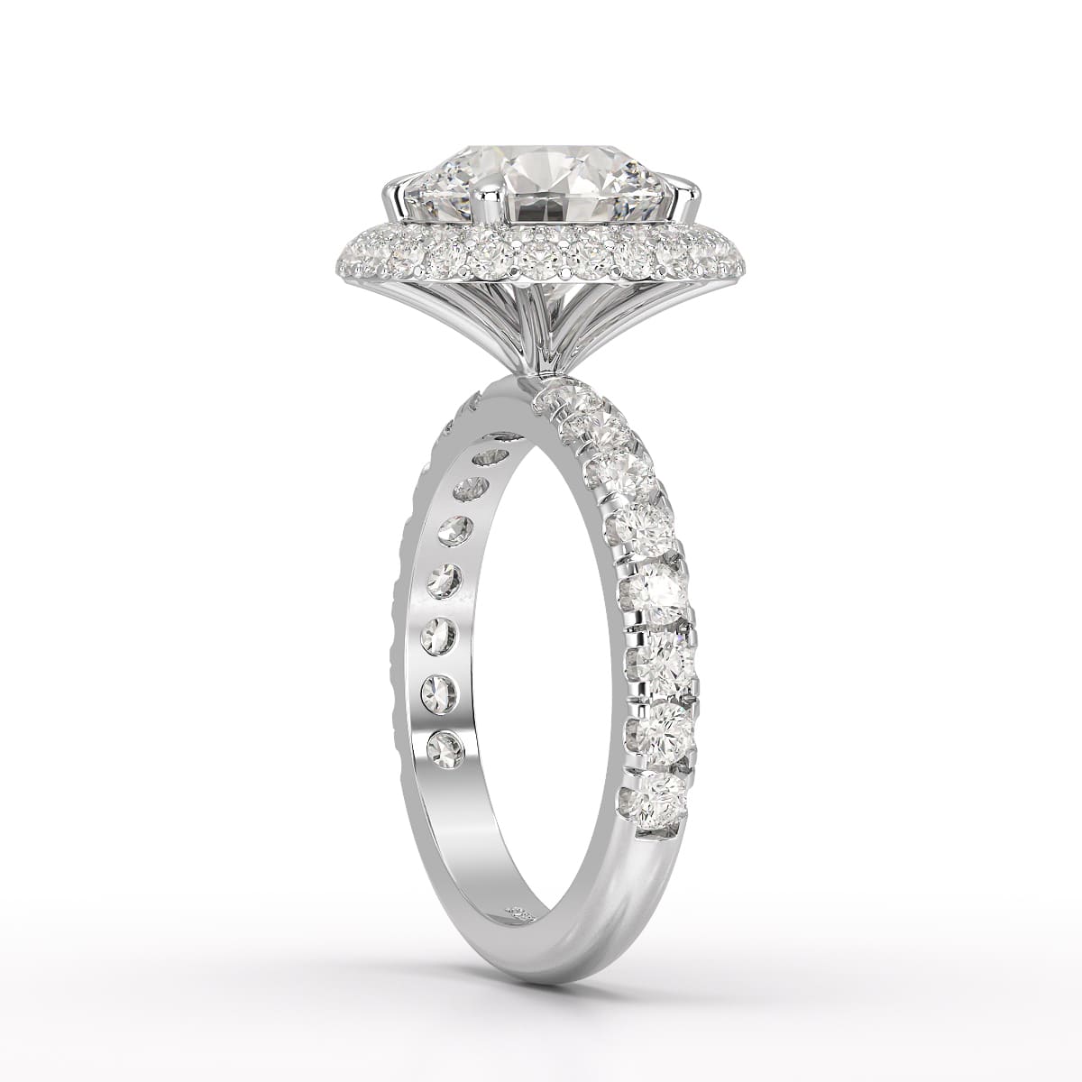 4.32 CT Round Cut Halo Lab Diamond Ring