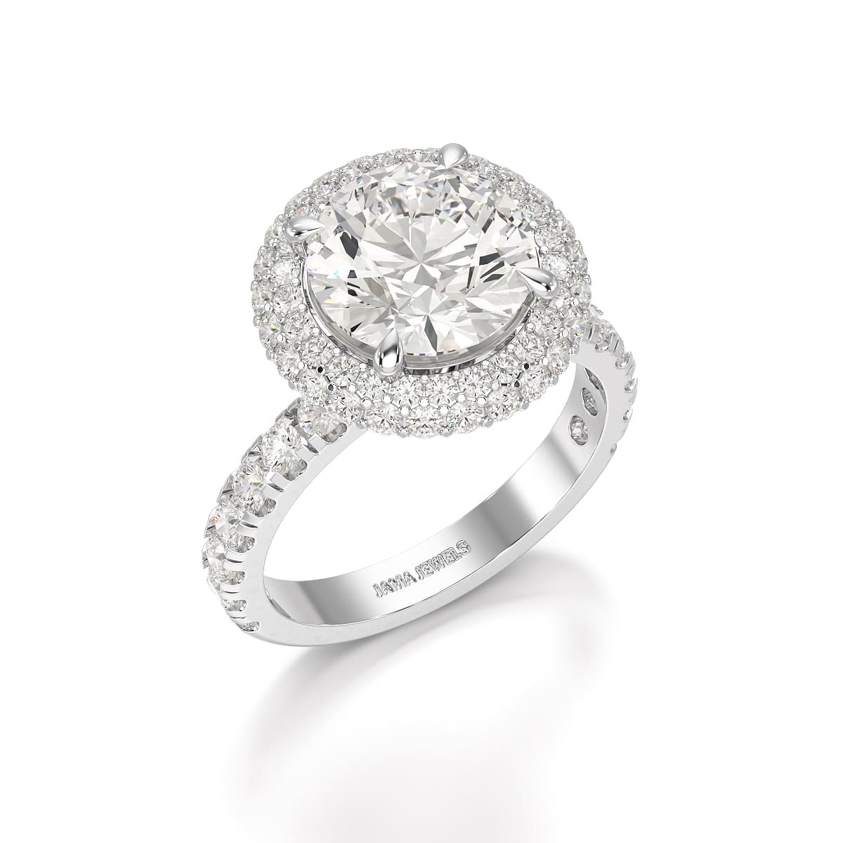 4.32 CT Round Cut Halo Lab Diamond Ring