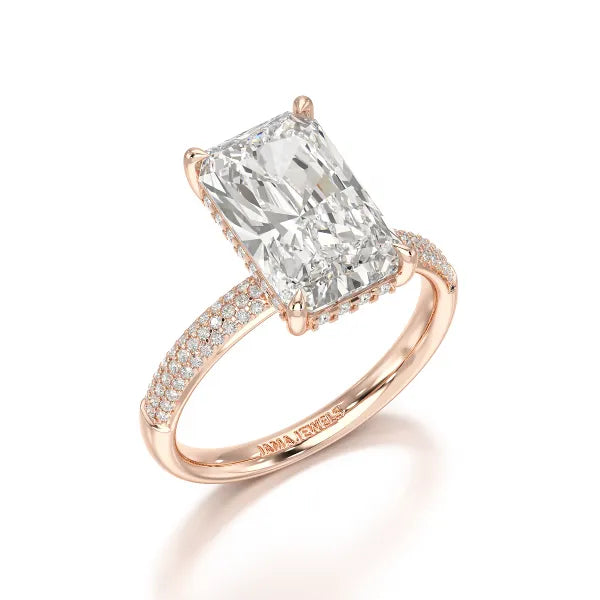 4.36 CT Radiant Lab Diamonds Engagement Ring - Jama Jewels