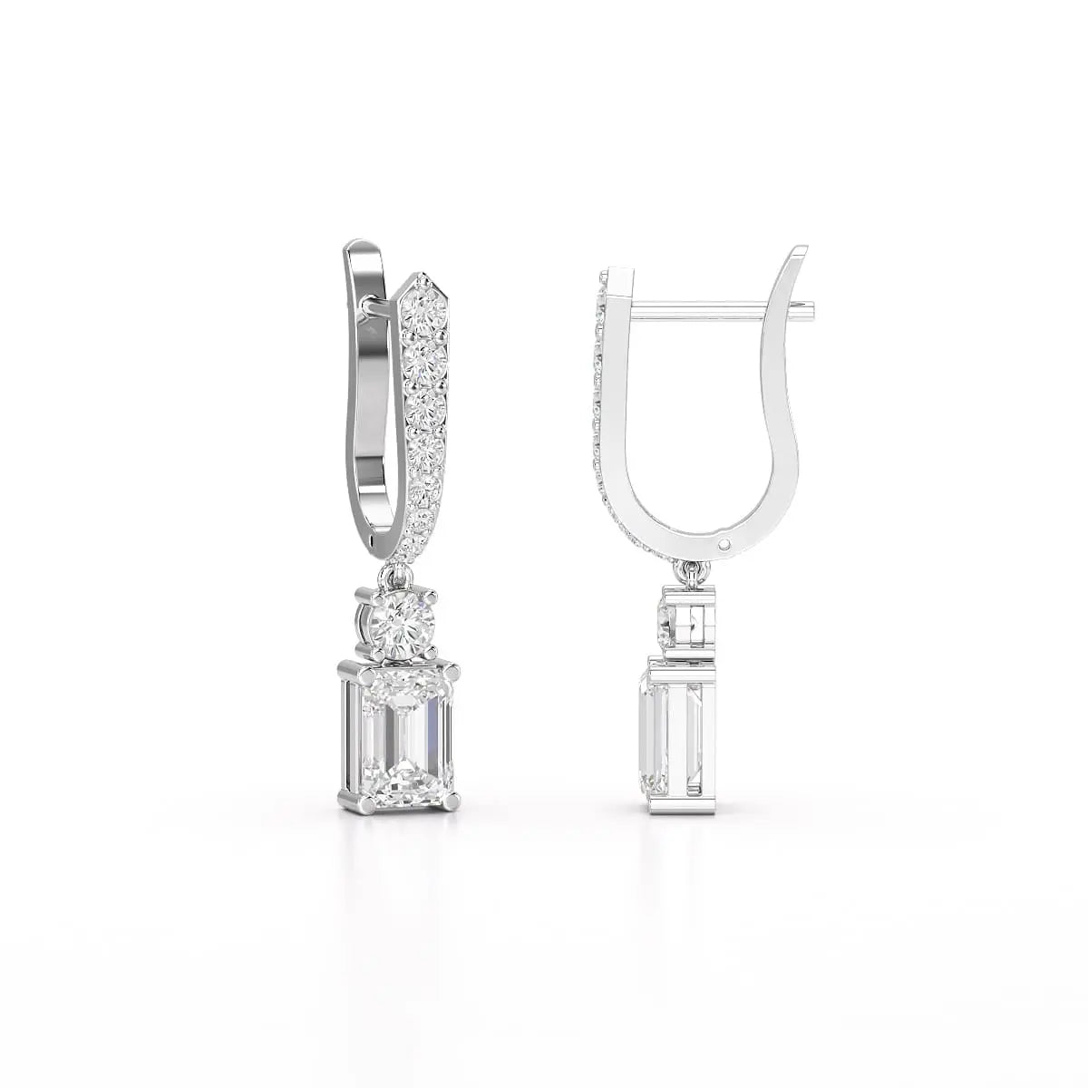4.42 CT Emerald Cut Drop Lab Diamond Earring Jama Jewels