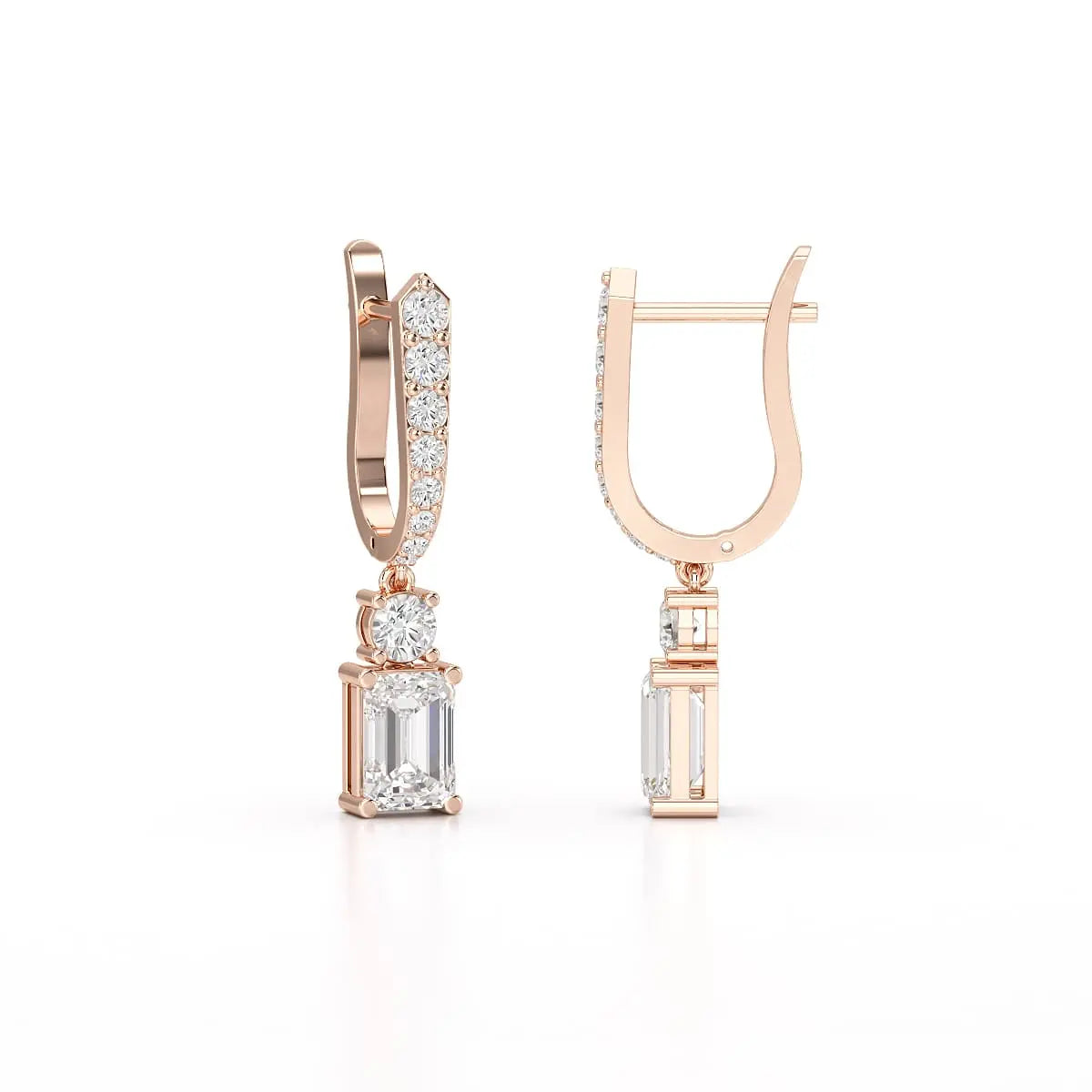 4.42 CT Emerald Cut Drop Lab Diamond Earring Jama Jewels