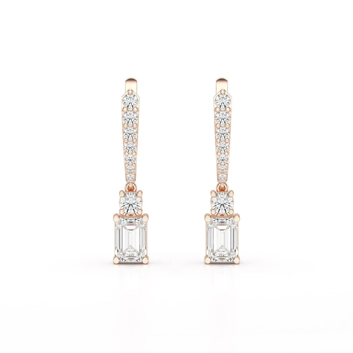 4.42 CT Emerald Cut Drop Lab Diamond Earring Jama Jewels