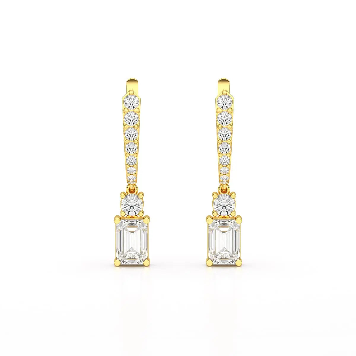 4.42 CT Emerald Cut Drop Lab Diamond Earring Jama Jewels
