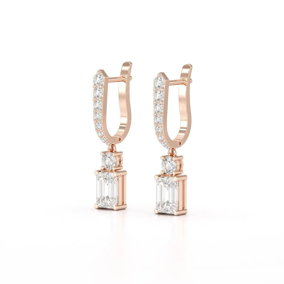 4.42 CT Emerald Cut Drop Lab Diamond Earring Jama Jewels