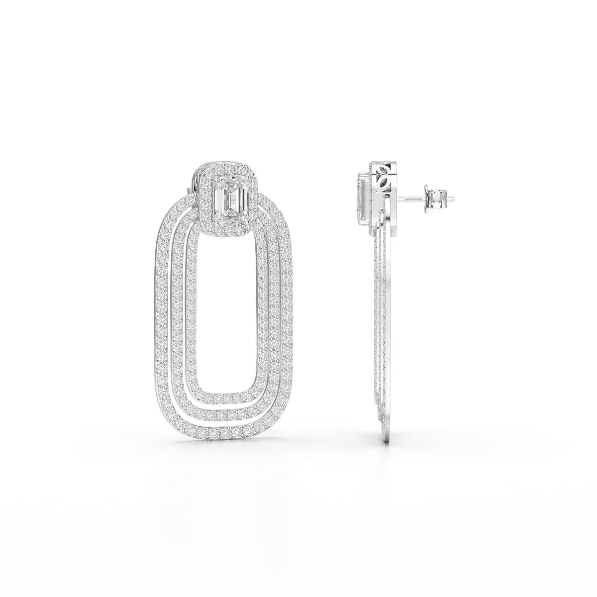 4.46 CT Lab Diamond Halo Drop Earrings Jama Jewels