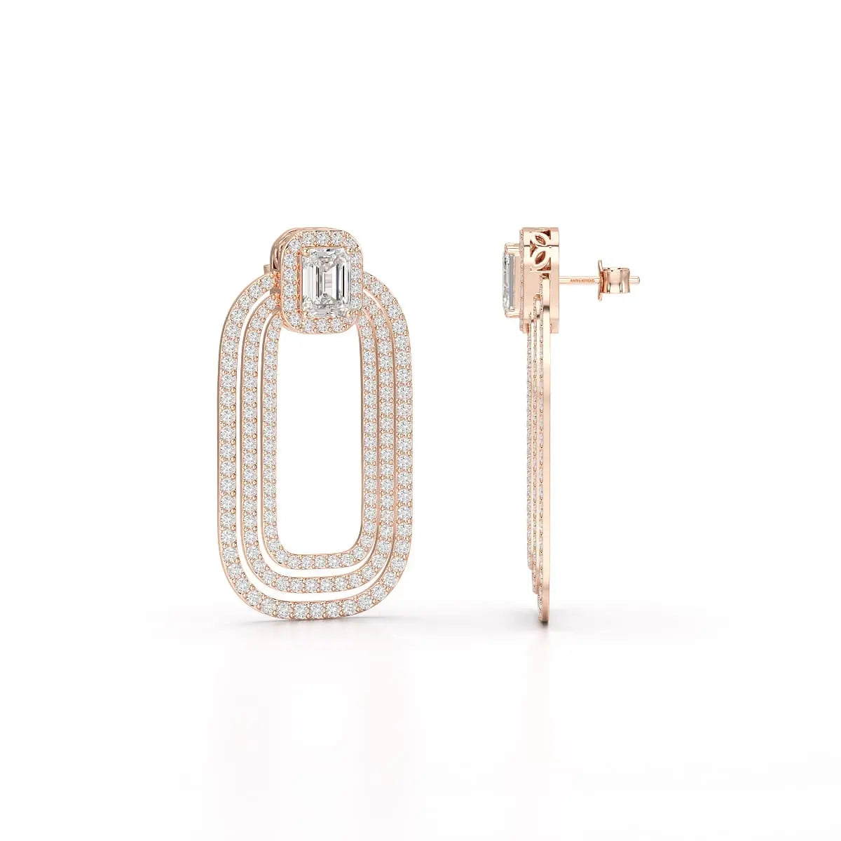 4.46 CT Lab Diamond Halo Drop Earrings Jama Jewels