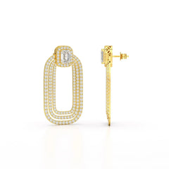 4.46 CT Lab Diamond Halo Drop Earrings Jama Jewels