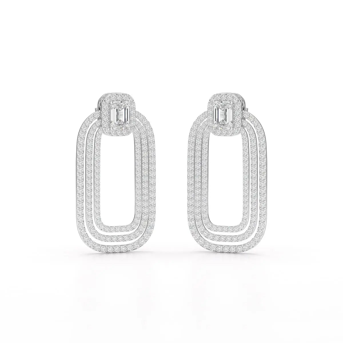 4.46 CT Lab Diamond Halo Drop Earrings Jama Jewels