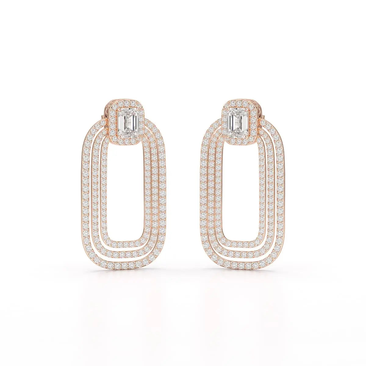 4.46 CT Lab Diamond Halo Drop Earrings Jama Jewels