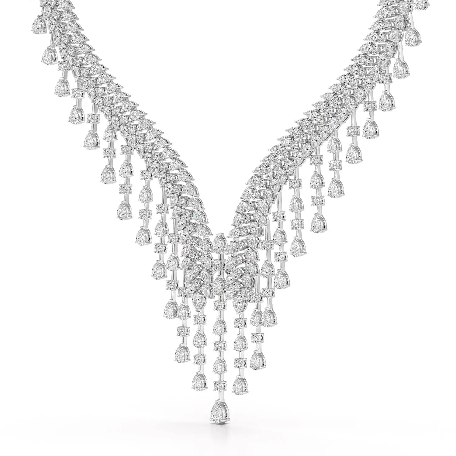 46.95 CT Lab Diamond Fancy Pear Cut Necklace Jama Jewels
