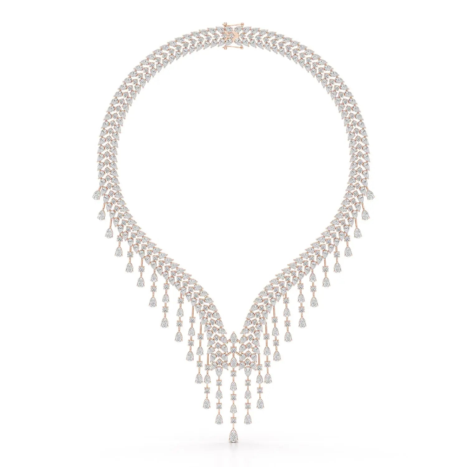46.95 CT Lab Diamond Fancy Pear Cut Necklace Jama Jewels
