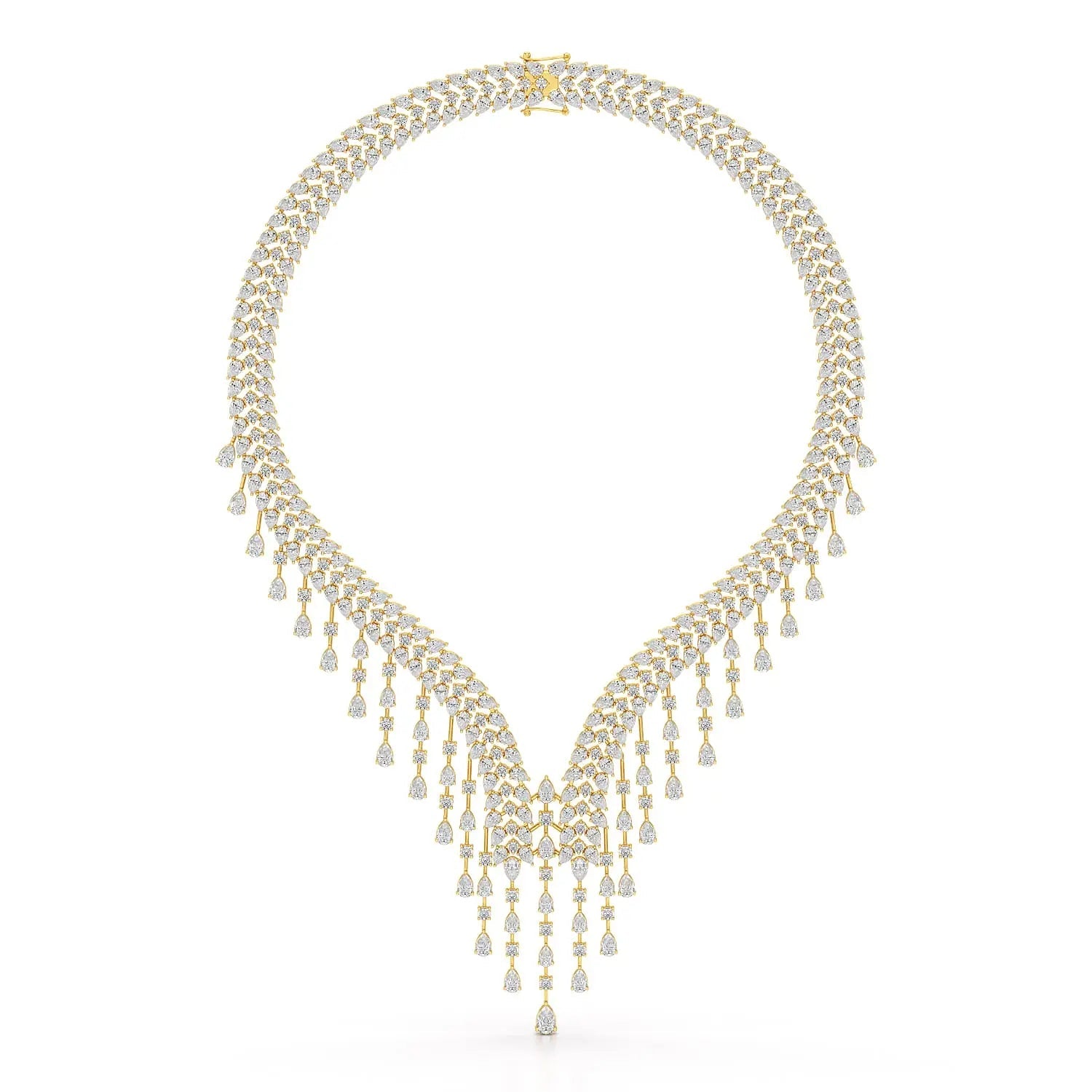 46.95 CT Lab Diamond Fancy Pear Cut Necklace Jama Jewels