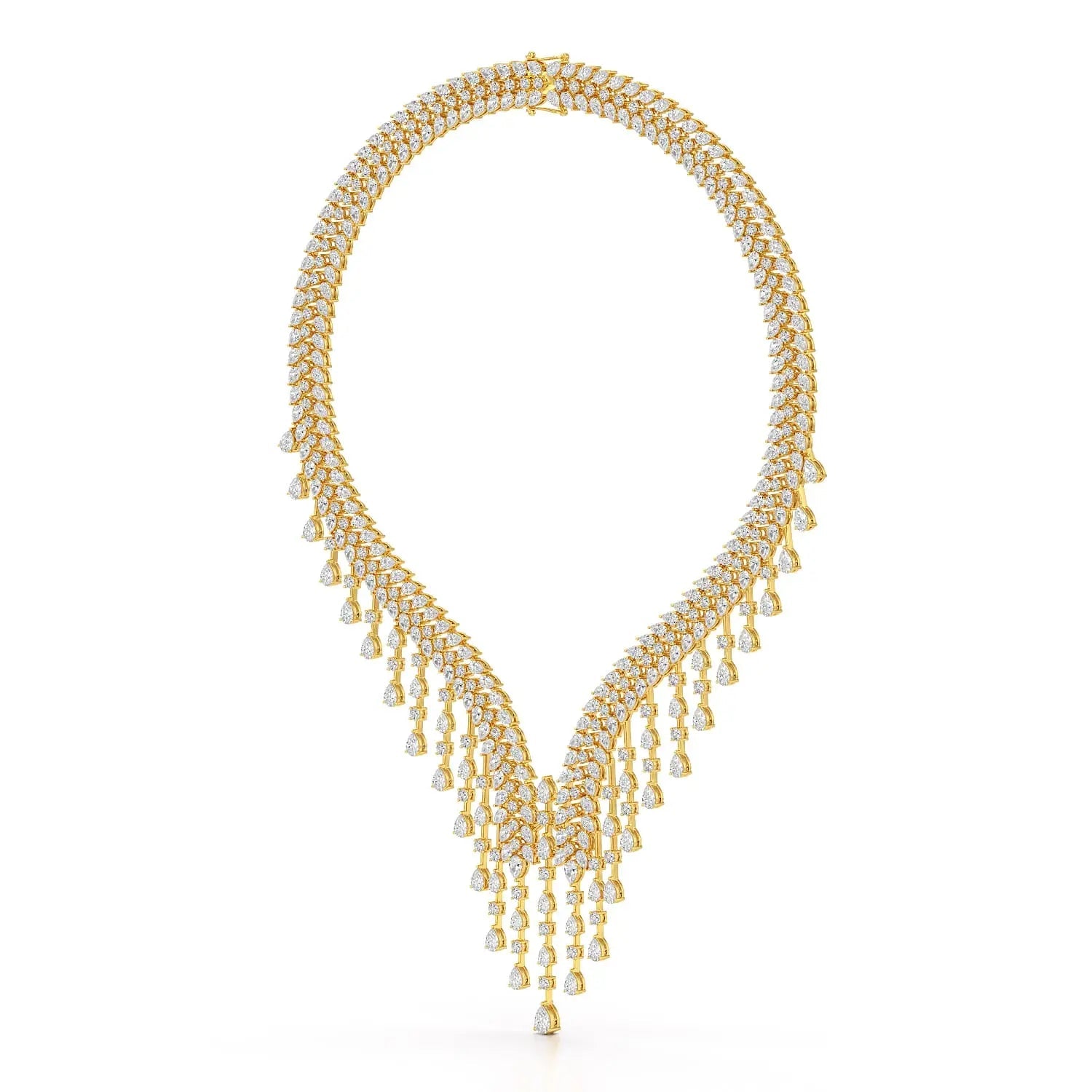 46.95 CT Lab Diamond Fancy Pear Cut Necklace Jama Jewels