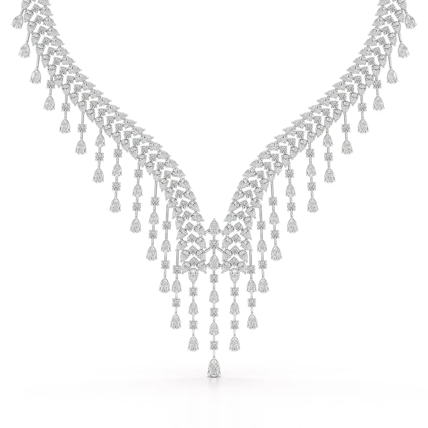 46.95 CT Lab Diamond Fancy Pear Cut Necklace Jama Jewels