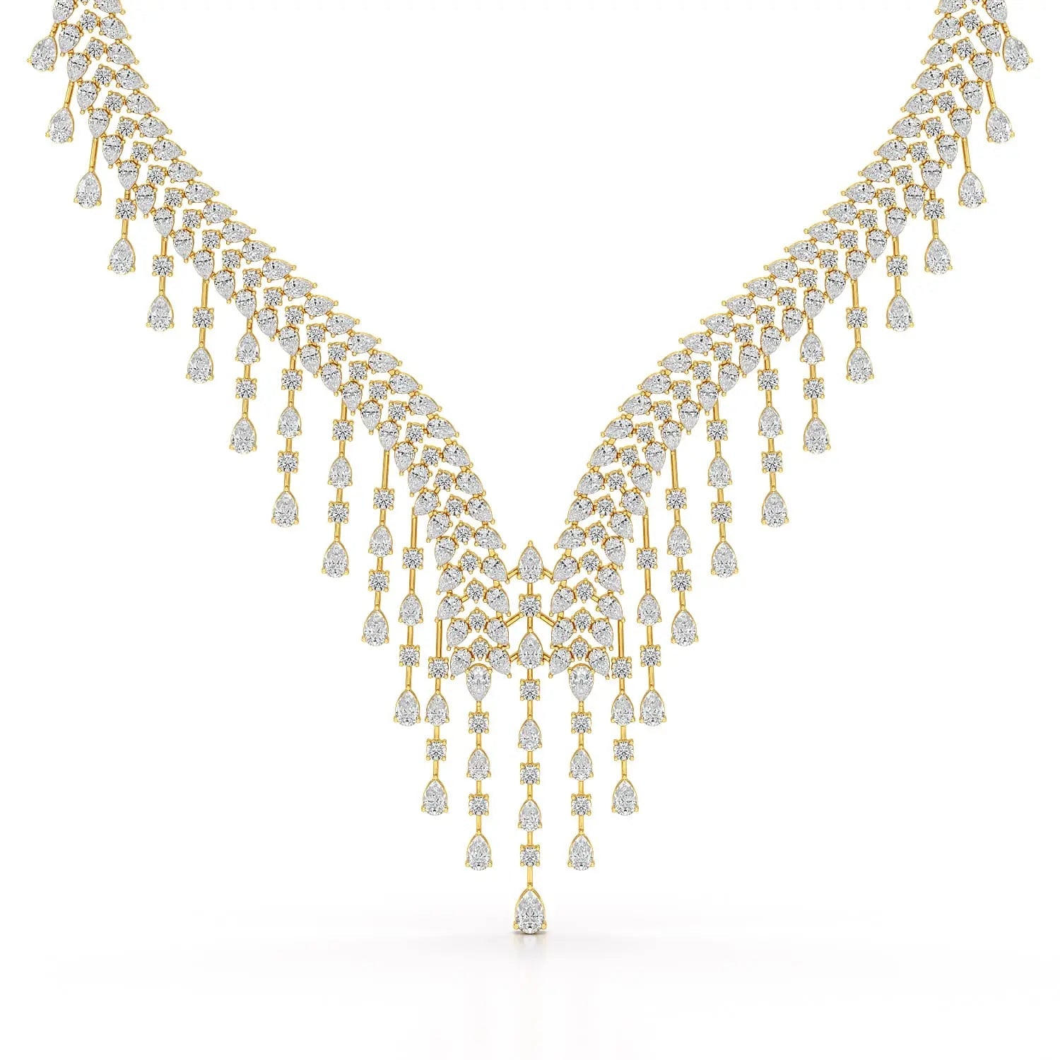46.95 CT Lab Diamond Fancy Pear Cut Necklace Jama Jewels