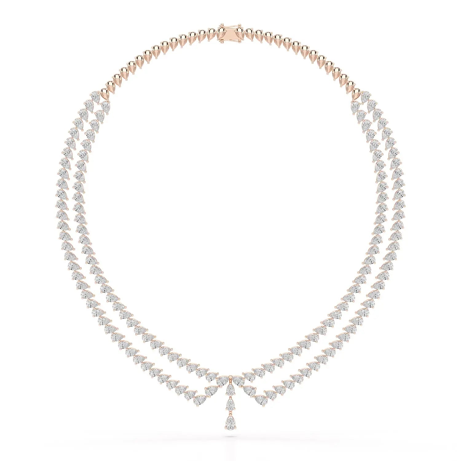 49.5 CT Lab Diamond Pear Cut Two Layer Necklace Jama Jewels