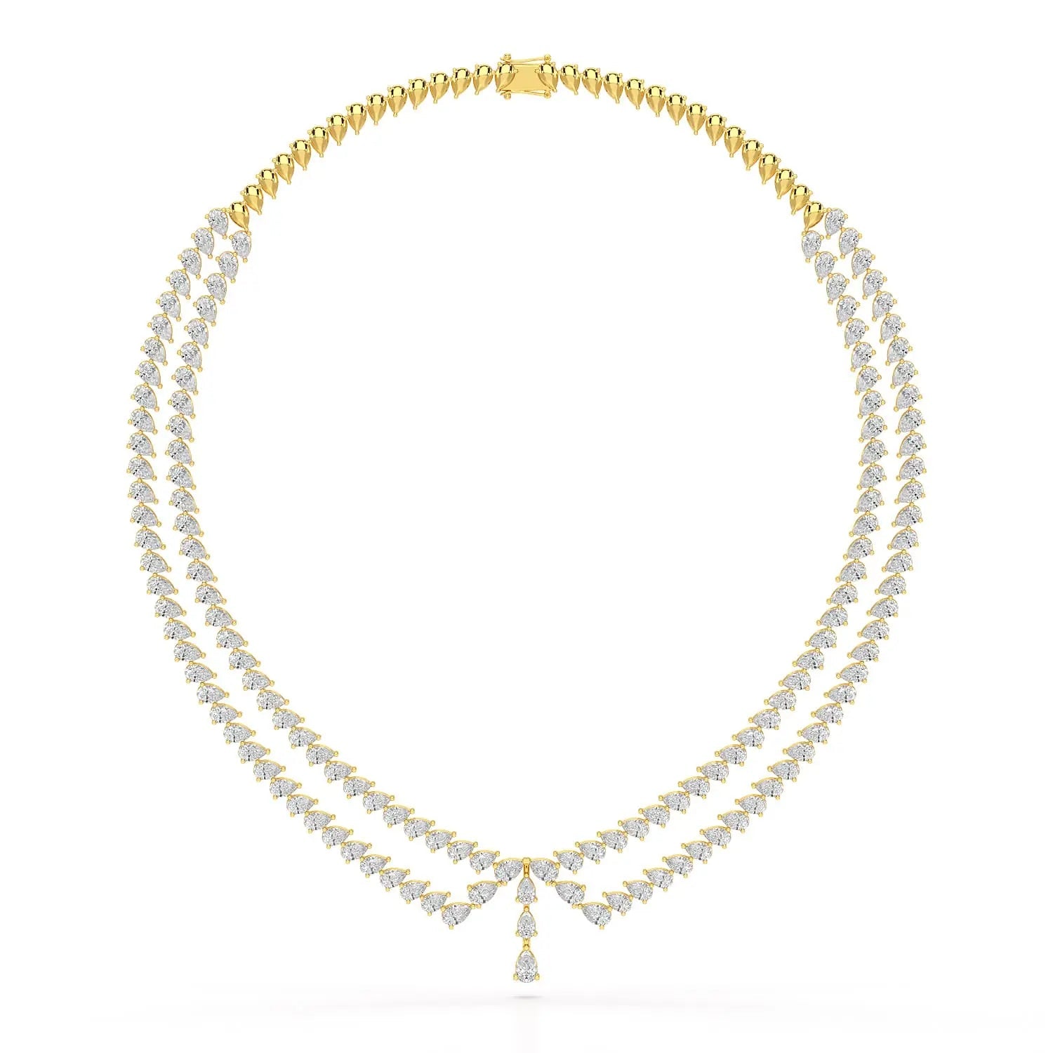 49.5 CT Lab Diamond Pear Cut Two Layer Necklace Jama Jewels