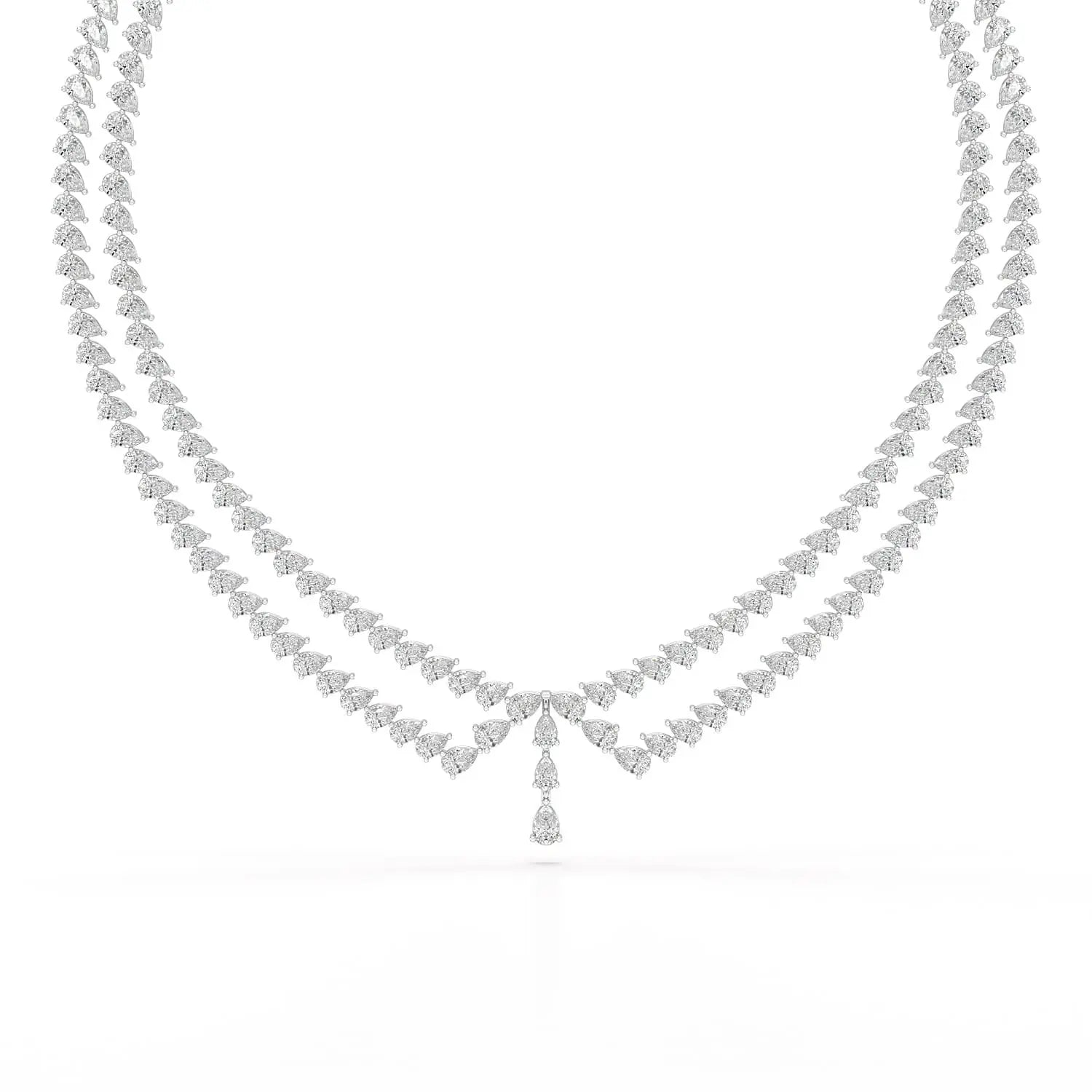 49.5 CT Lab Diamond Pear Cut Two Layer Necklace Jama Jewels