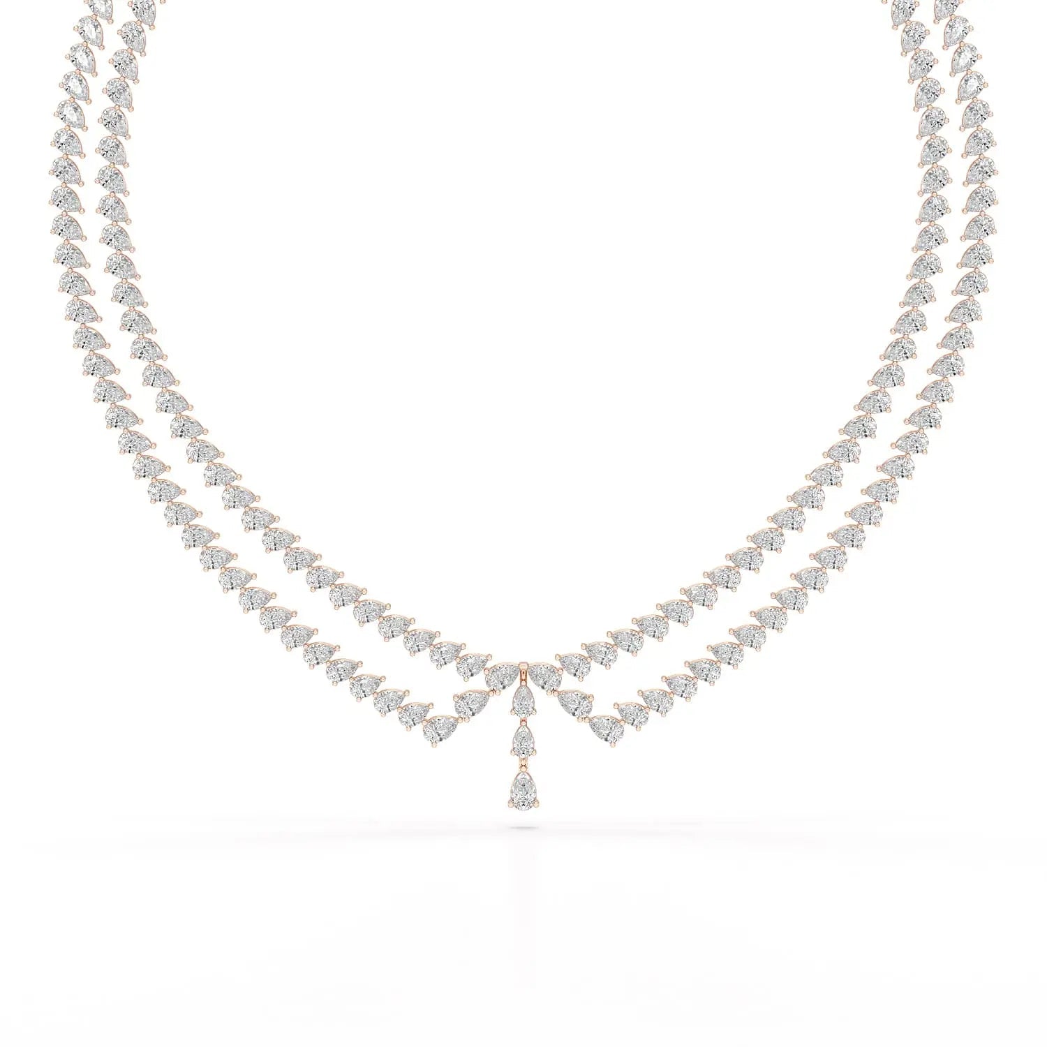 49.5 CT Lab Diamond Pear Cut Two Layer Necklace Jama Jewels