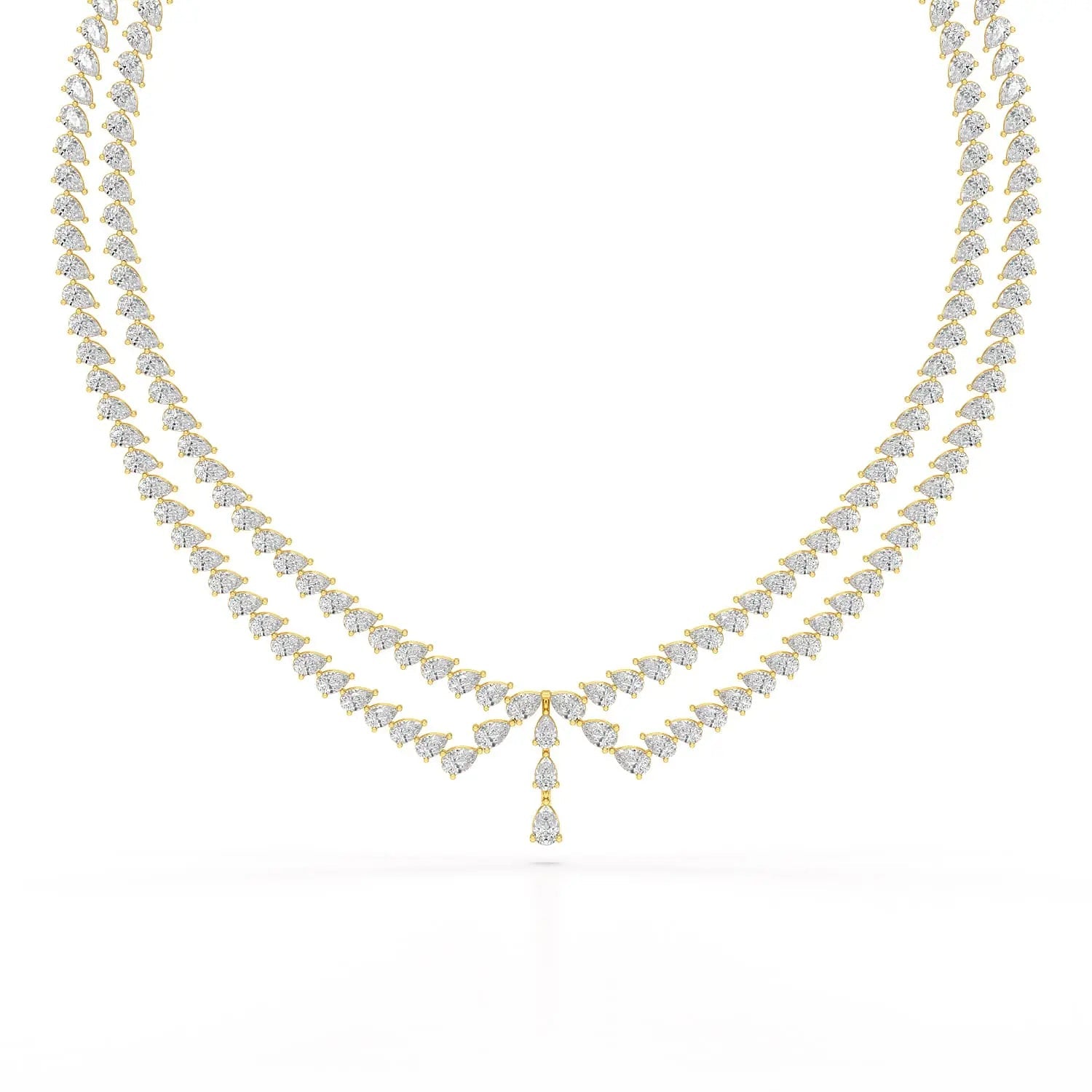 49.5 CT Lab Diamond Pear Cut Two Layer Necklace Jama Jewels