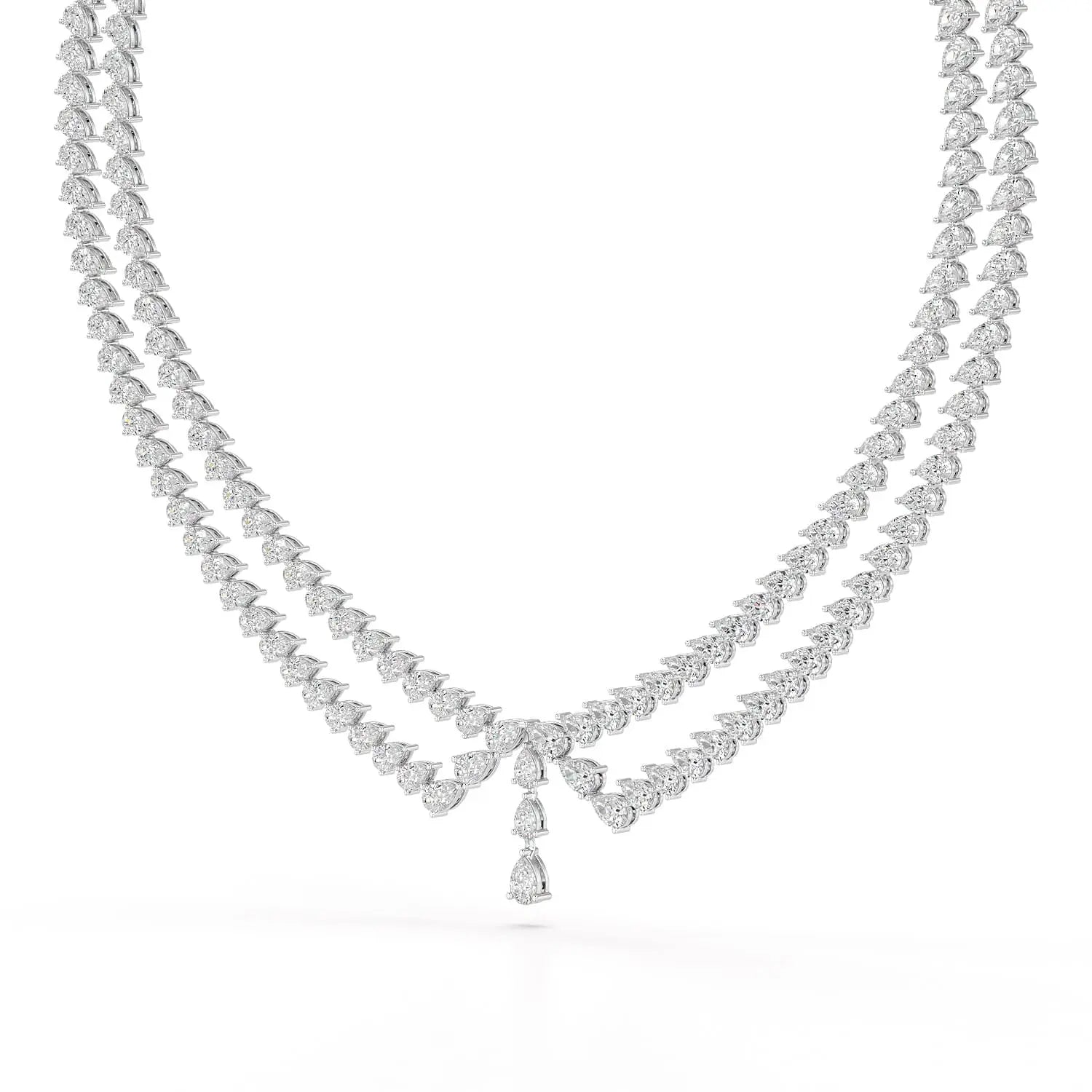 49.5 CT Lab Diamond Pear Cut Two Layer Necklace Jama Jewels