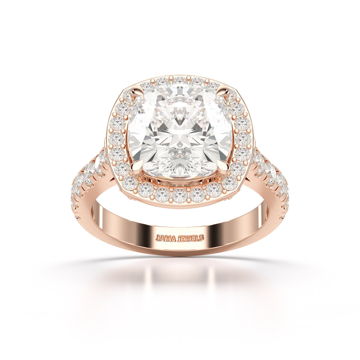 5.74 CT Lab Diamond Cushion Cut Halo Ring