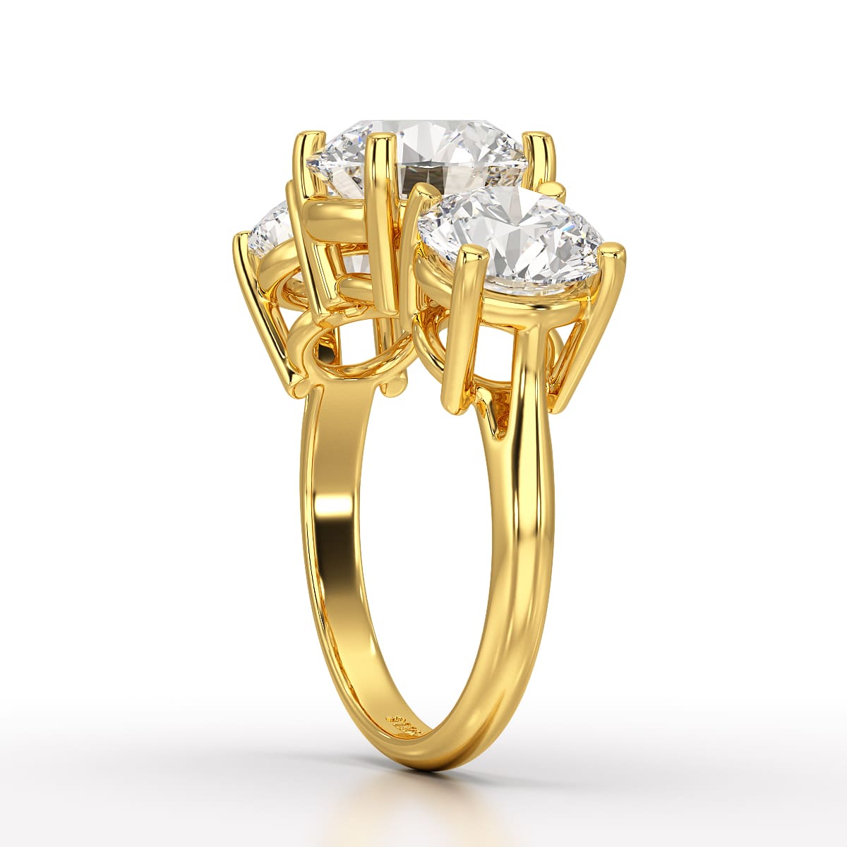 Round Lab Diamond Three Stone 6.07 CT Wedding Ring - Jama Jewels