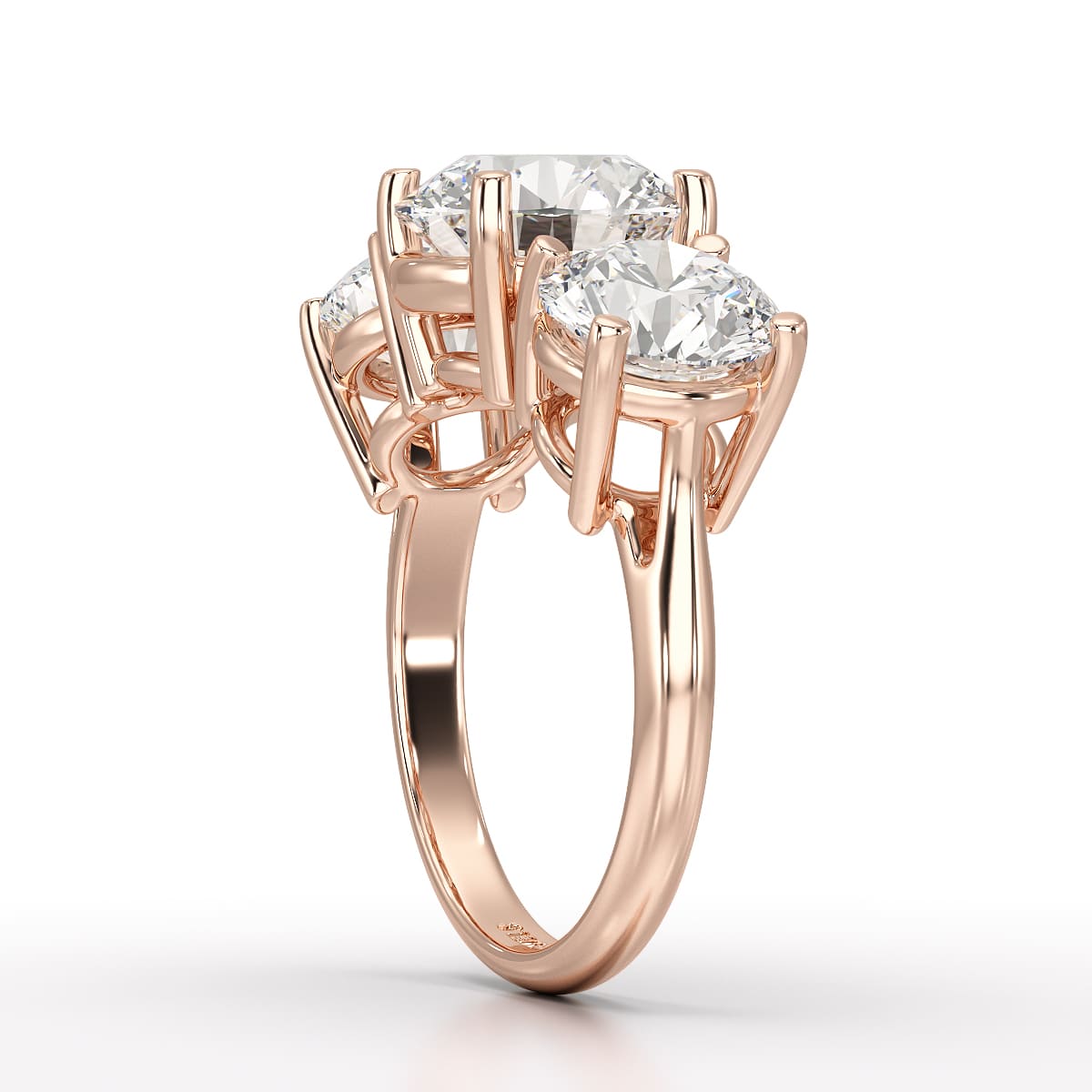 Round Lab Diamond Three Stone 6.07 CT Wedding Ring - Jama Jewels