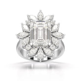 6.29 CT Emerald Cut Halo Lab Diamond Ring