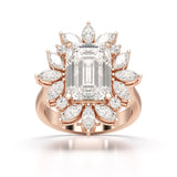 6.29 CT Emerald Cut Halo Lab Diamond Ring