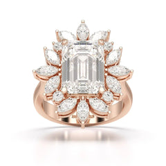 6.29 CT Emerald Cut Halo Lab Diamond Ring