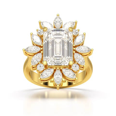 6.29 CT Emerald Cut Halo Lab Diamond Ring