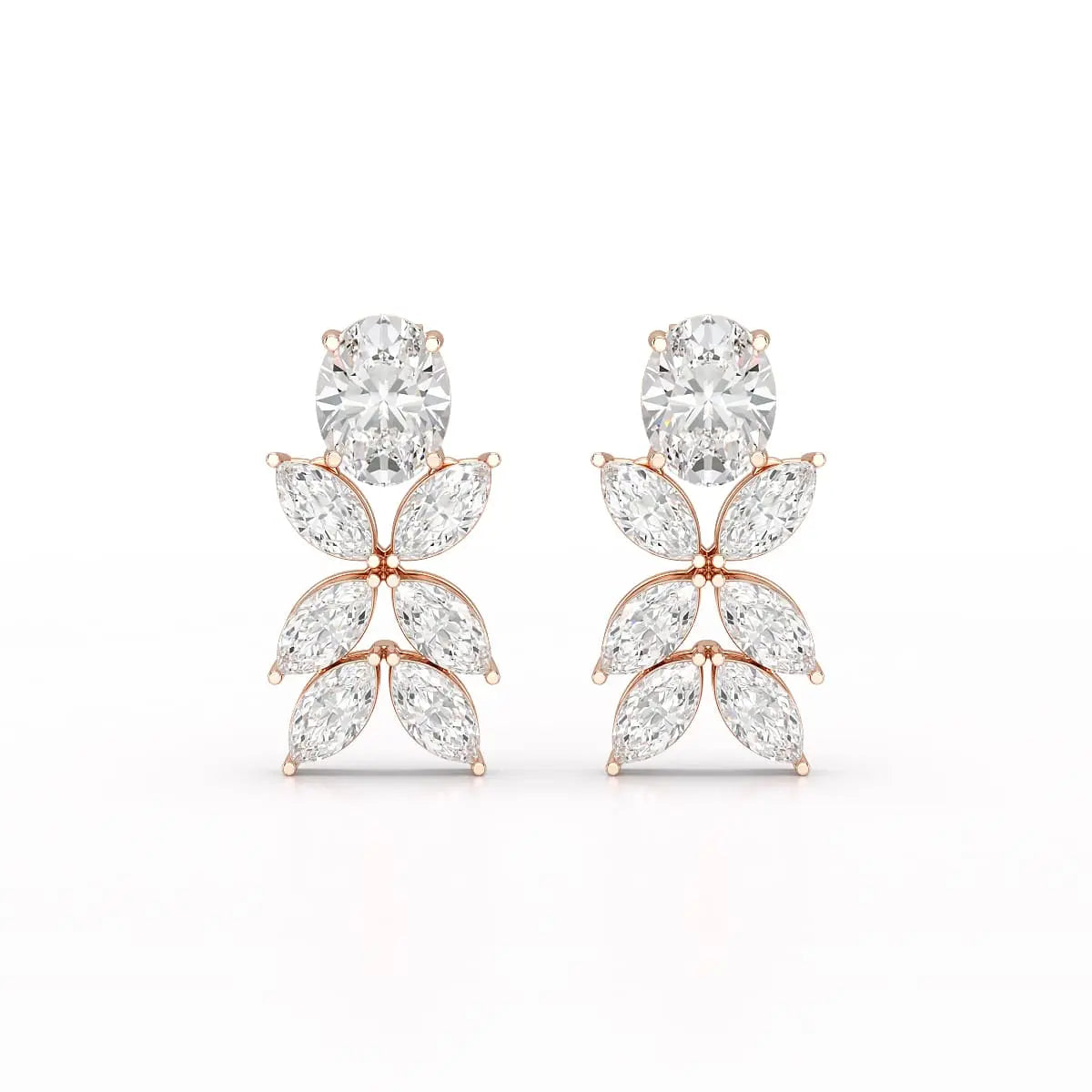 6.45 CT Marquise and Oval Cut Drop Earrings