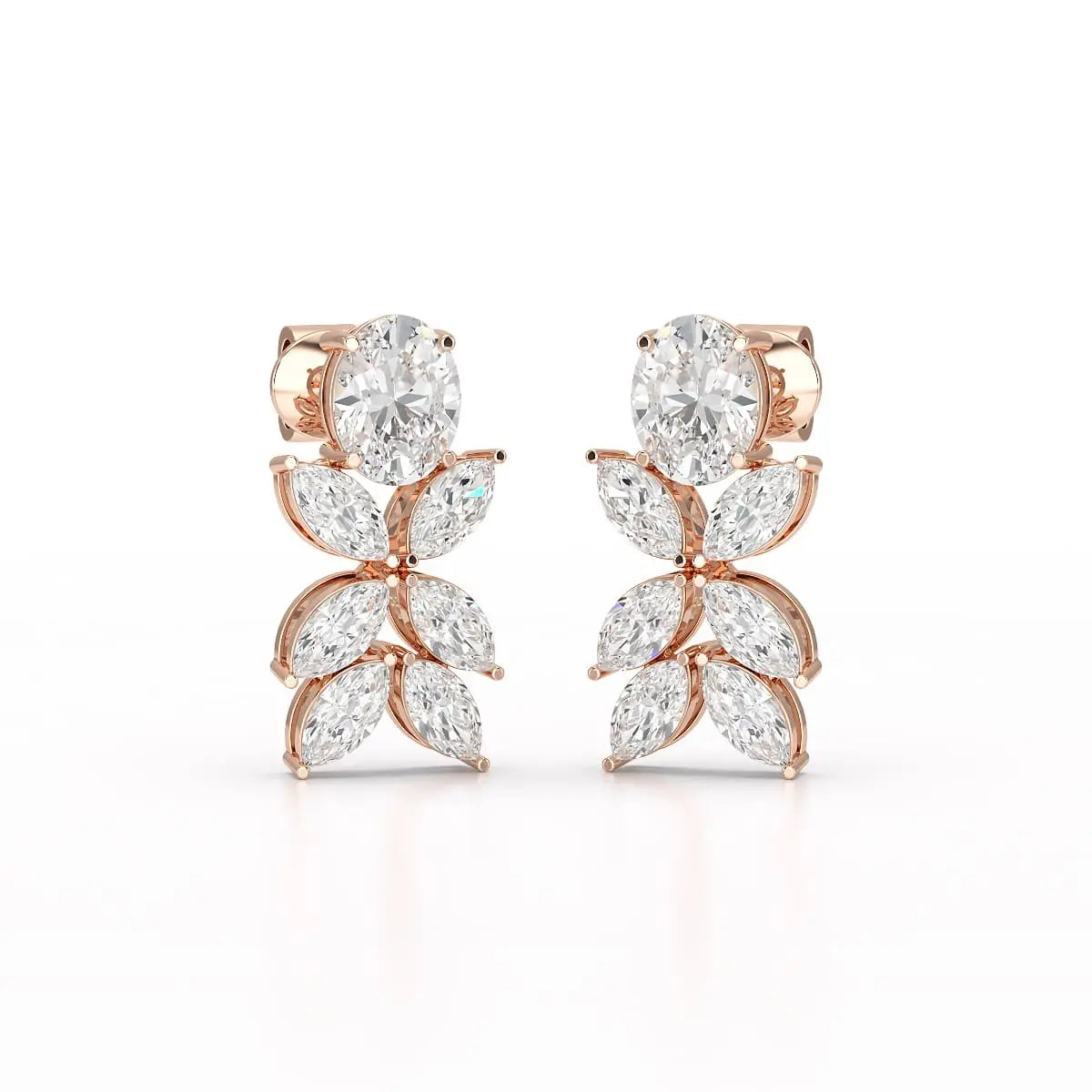 6.45 CT Marquise and Oval Cut Drop Earrings