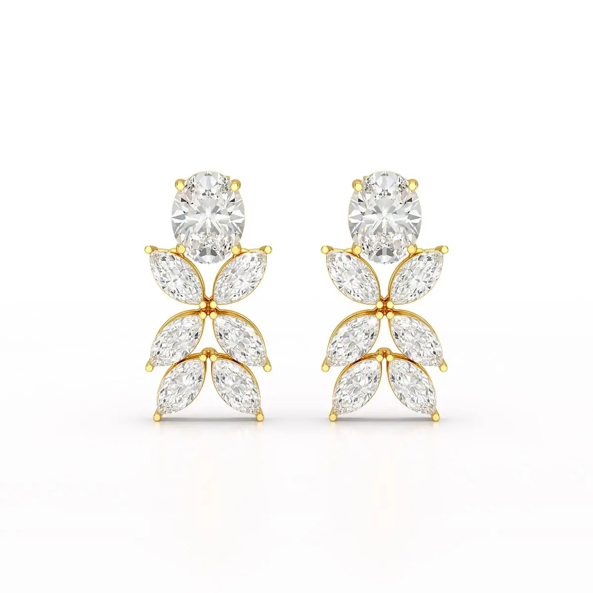6.45 CT Marquise and Oval Cut Drop Earrings