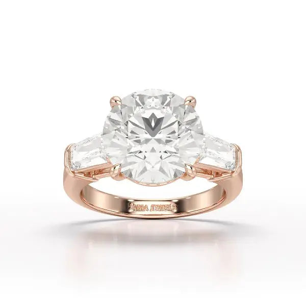 6.56 CT Three Stone Lab Diamond Ring - Jama Jewels