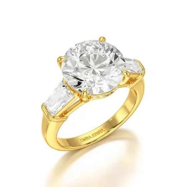 6.56 CT Three Stone Lab Diamond Ring - Jama Jewels