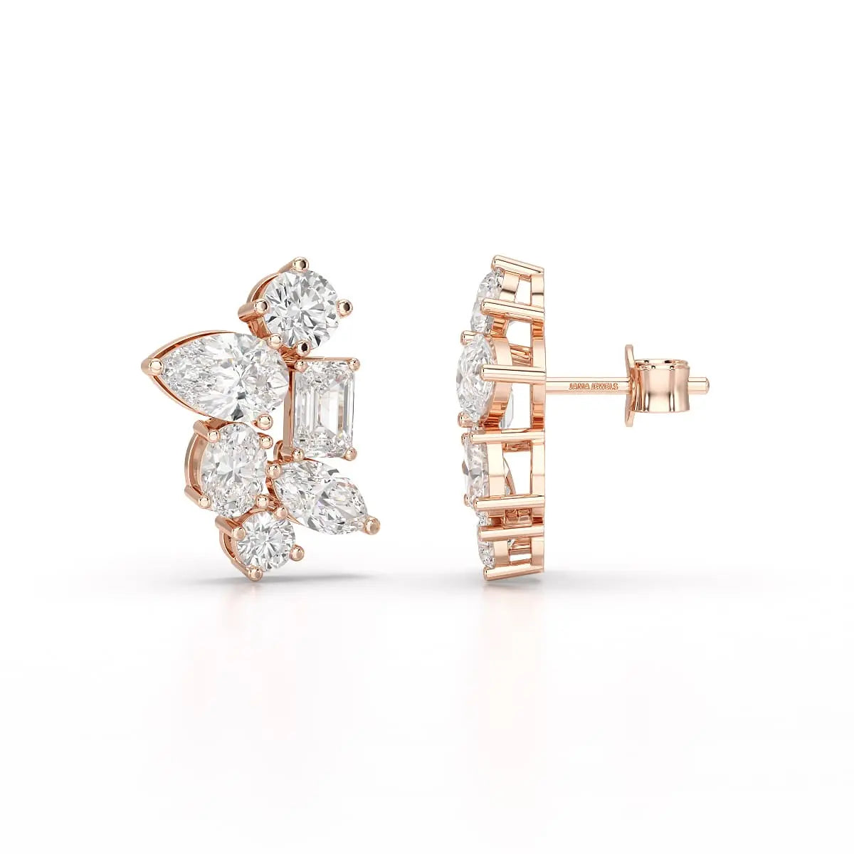 6.57 CT Multi Shape Lab Diamond Stud Earrings Jama Jewels