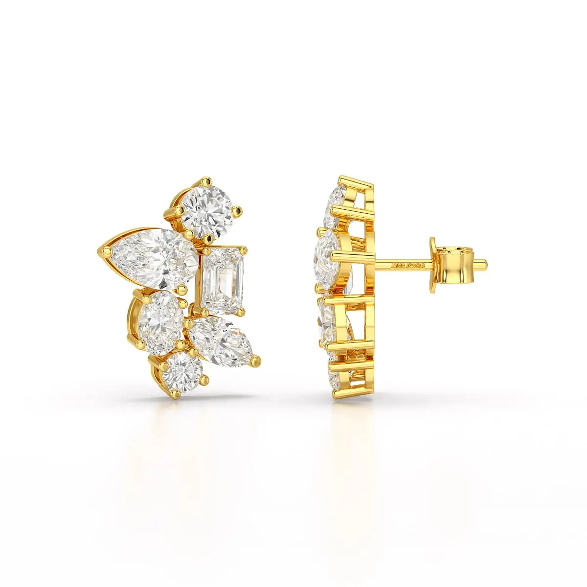 6.57 CT Multi Shape Lab Diamond Stud Earrings Jama Jewels