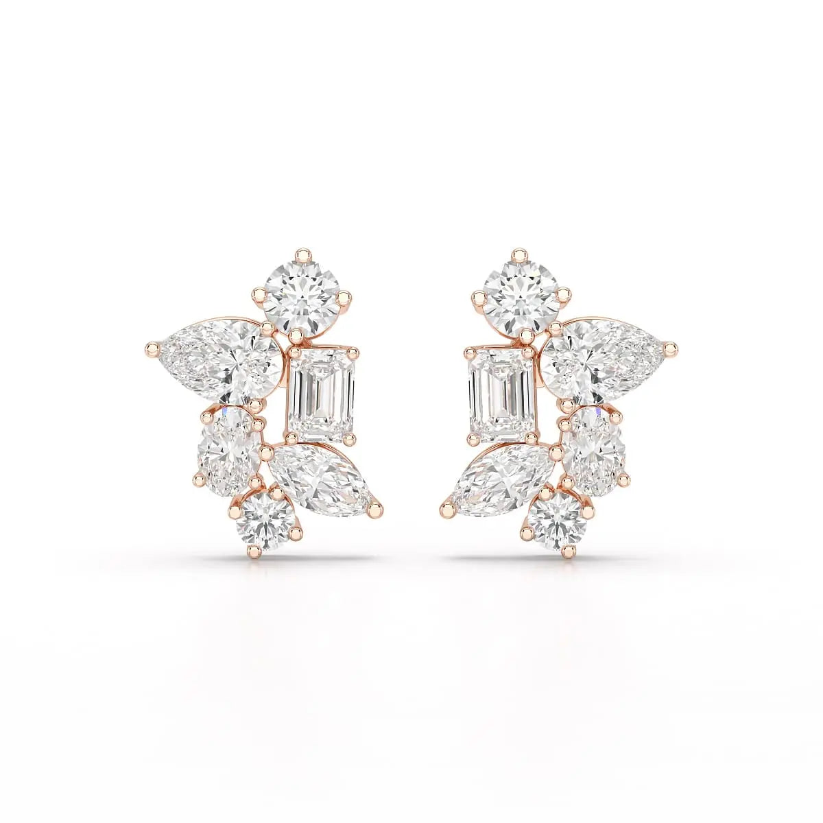 6.57 CT Multi Shape Lab Diamond Stud Earrings Jama Jewels