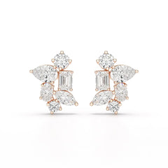 6.57 CT Multi Shape Lab Diamond Stud Earrings Jama Jewels